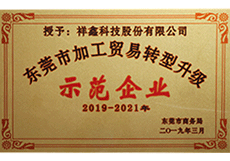 2019年 東莞市加工貿(mào)易轉(zhuǎn)型升級(jí)示范企業(yè)